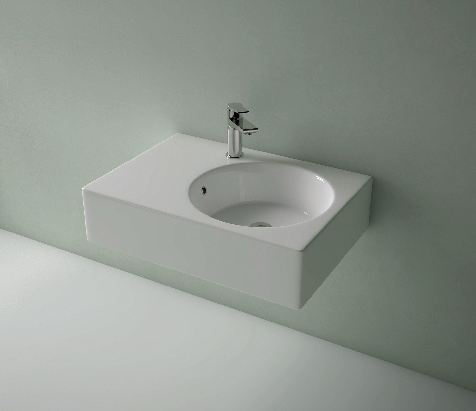 Studio Bagno Edge MK2 Round Right Bench/Wall 1TH, Gloss White