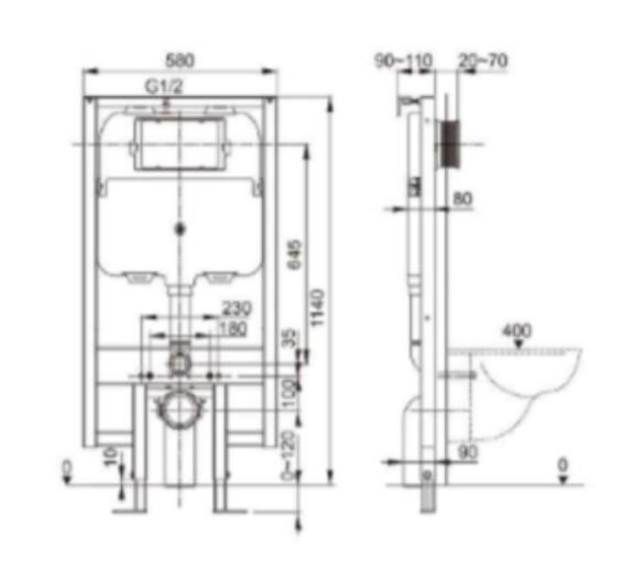Axent In Wall Cistern with Frame (Q732-0101-A1)