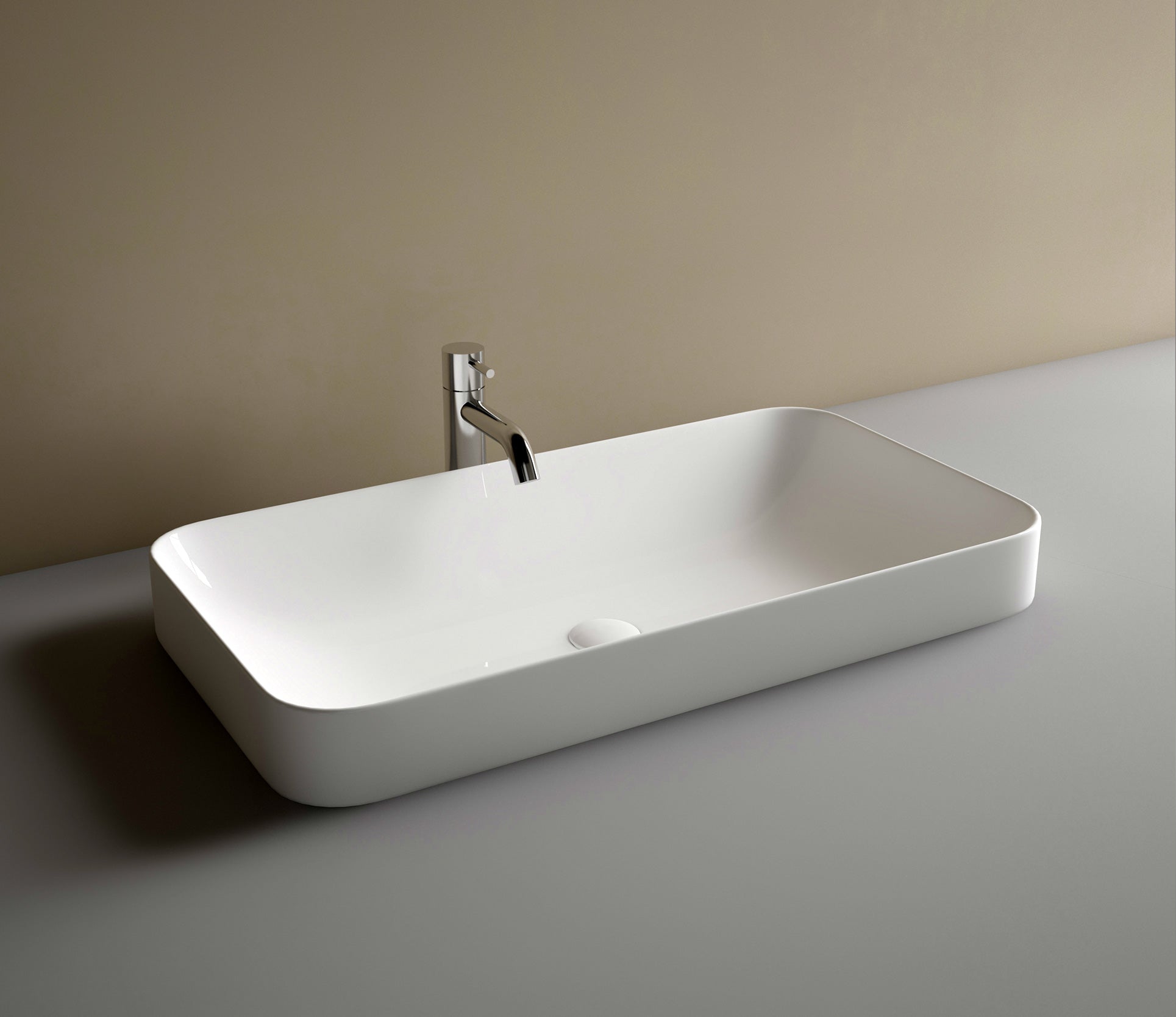 Studio Bagno Element 75 Bench Basin, Gloss White
