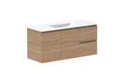 ADP Glacier Door & Drawer Twin Wall Hung Vanity - 1200mm / Ceramic Moulded Top - 1200mm - Ceramic Moulded Top - Centre Bowl - Lite