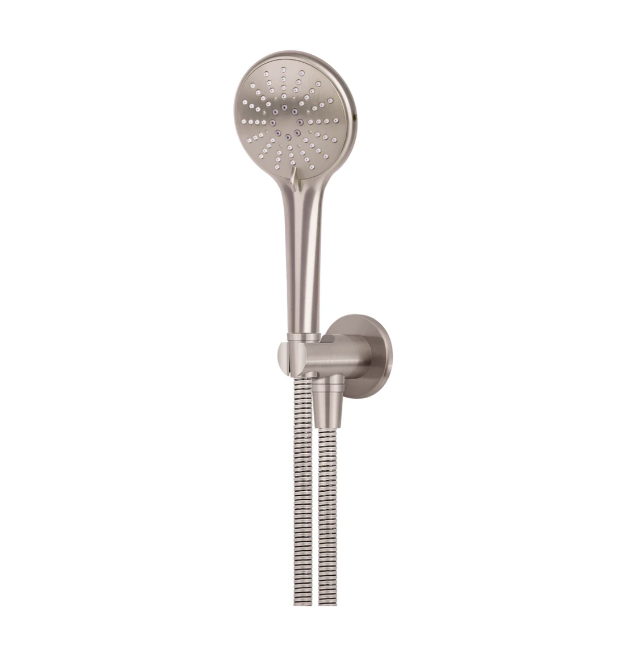Meir Round Three Function Hand Shower on Fixed Bracket, Champagne