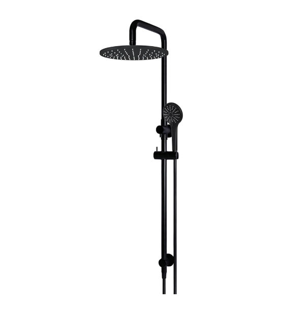Meir Round Combination Shower Rail 300mm Rose, Three Function Hand Shower, Matte Black