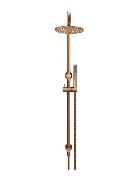 Meir Round Combination Shower Rail 200mm Rose, Single Function Hand Shower, Lustre Bronze