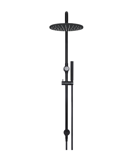 Meir Round Combination Shower Rail 300mm Rose, Single Function Hand Shower, Matte Black