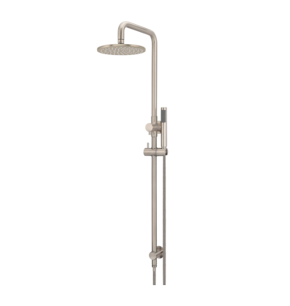 Meir Round Combination Shower Rail 200mm Rose, Single Function Hand Shower, Champagne