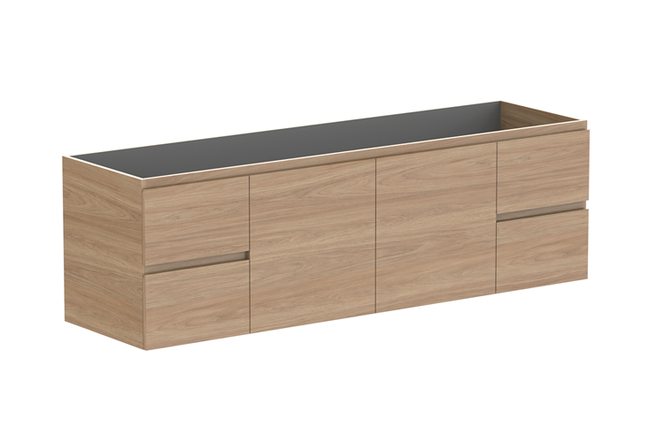 ADP Glacier Door & Drawer Twin Wall Hung Vanity - 1800mm / No Top / Double Bowl
