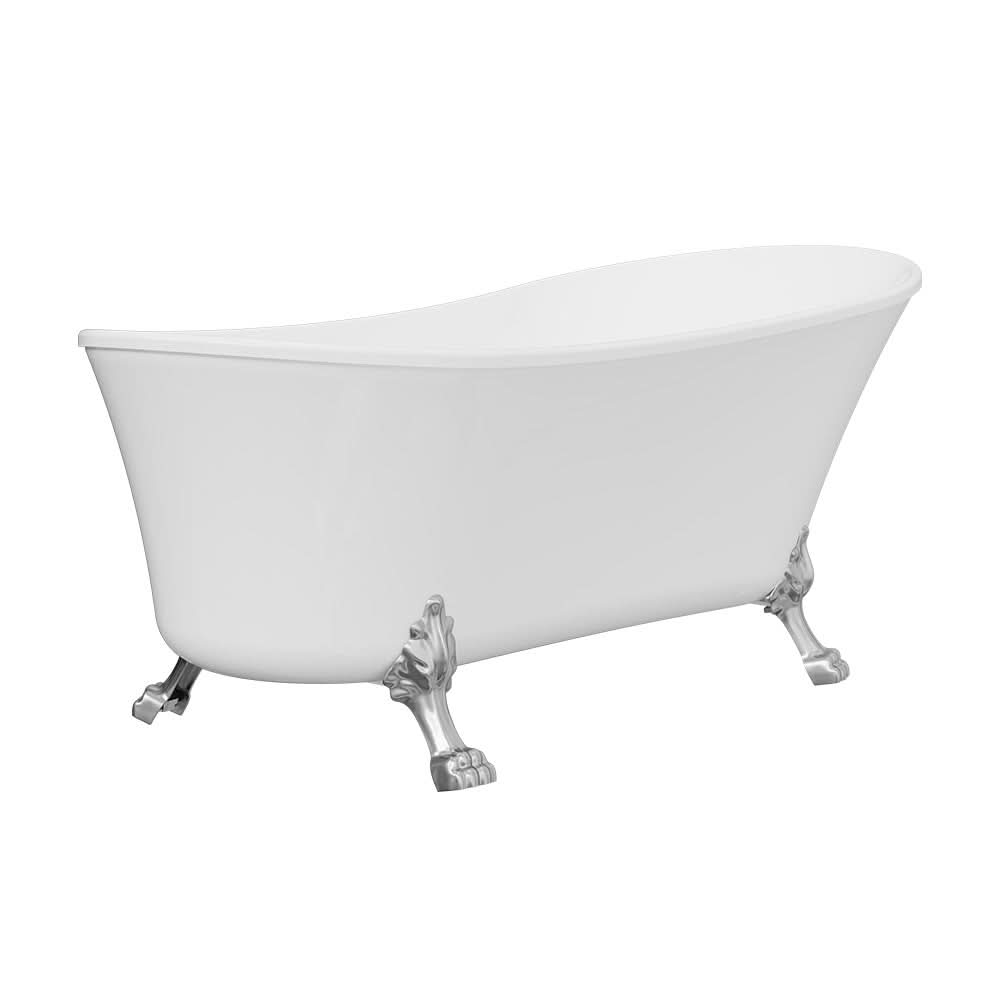 Clawfoot Freestanding Acrylic Bath, 1700mm, Brushed Nickel Feet