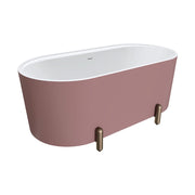 Aluca Freestanding Bath, 1500mm Matte Rouge with Brushed Copper Legs with overflow