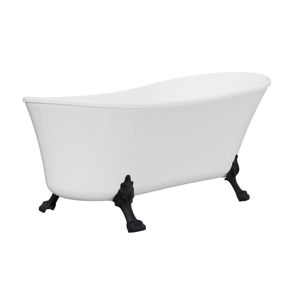 Clawfoot Freestanding Acrylic Bath, 1700mm, Matte Black Feet