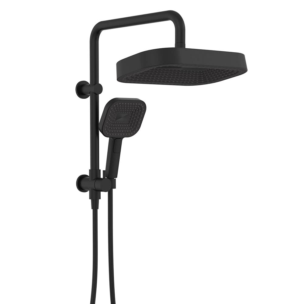 Kuro Twin Half-Rail Shower, Soft Square Head, Matte Black