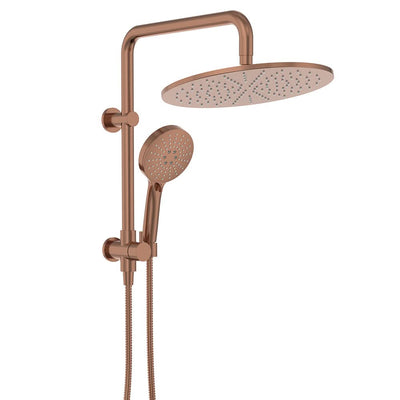 Fienza Empire Slim Twin Half-Rail Shower, Brushed Copper