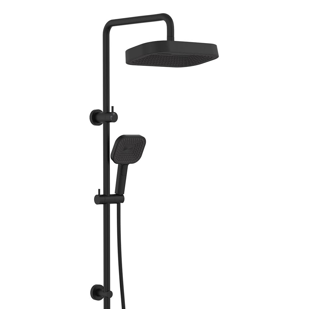 Kuro Twin Shower, Soft Square Head, Matte Black