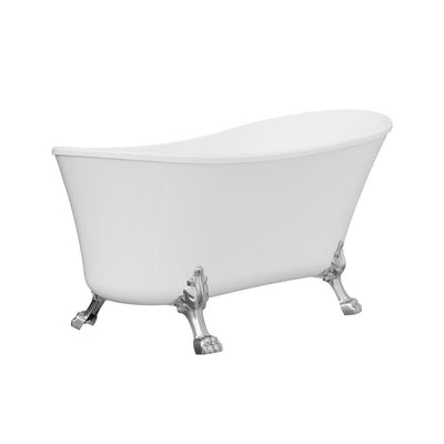 Fienza Clawfoot Freestanding Acrylic Bath, 1500mm, Brushed Nickel Feet