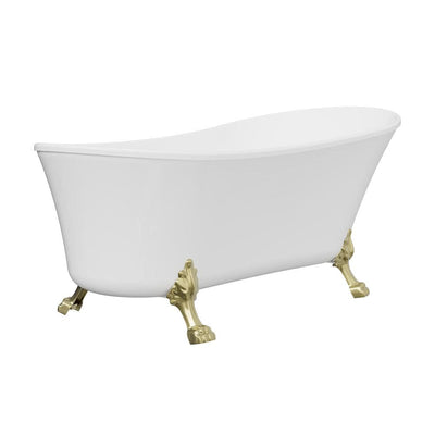 Fienza Clawfoot Freestanding Acrylic Bath, 1700mm, Urban Brass Feet