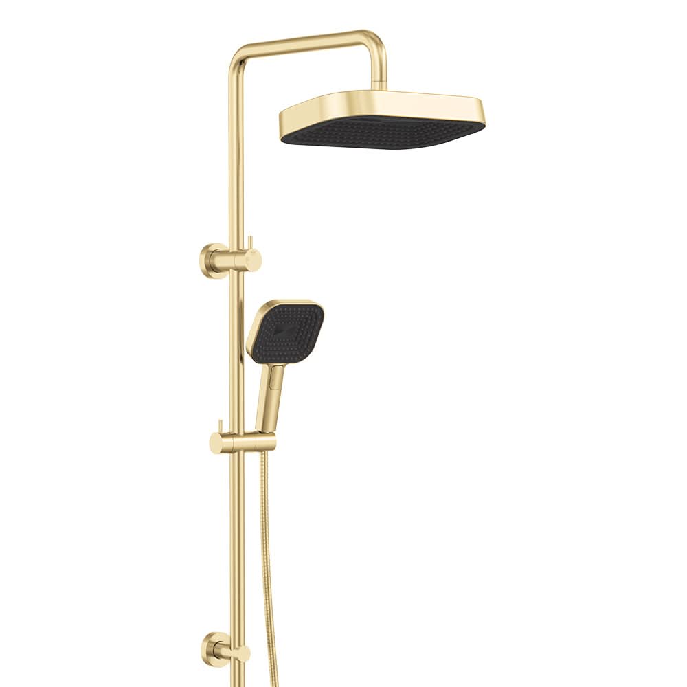 Kuro Twin Shower, Soft Square Head, Urban Brass