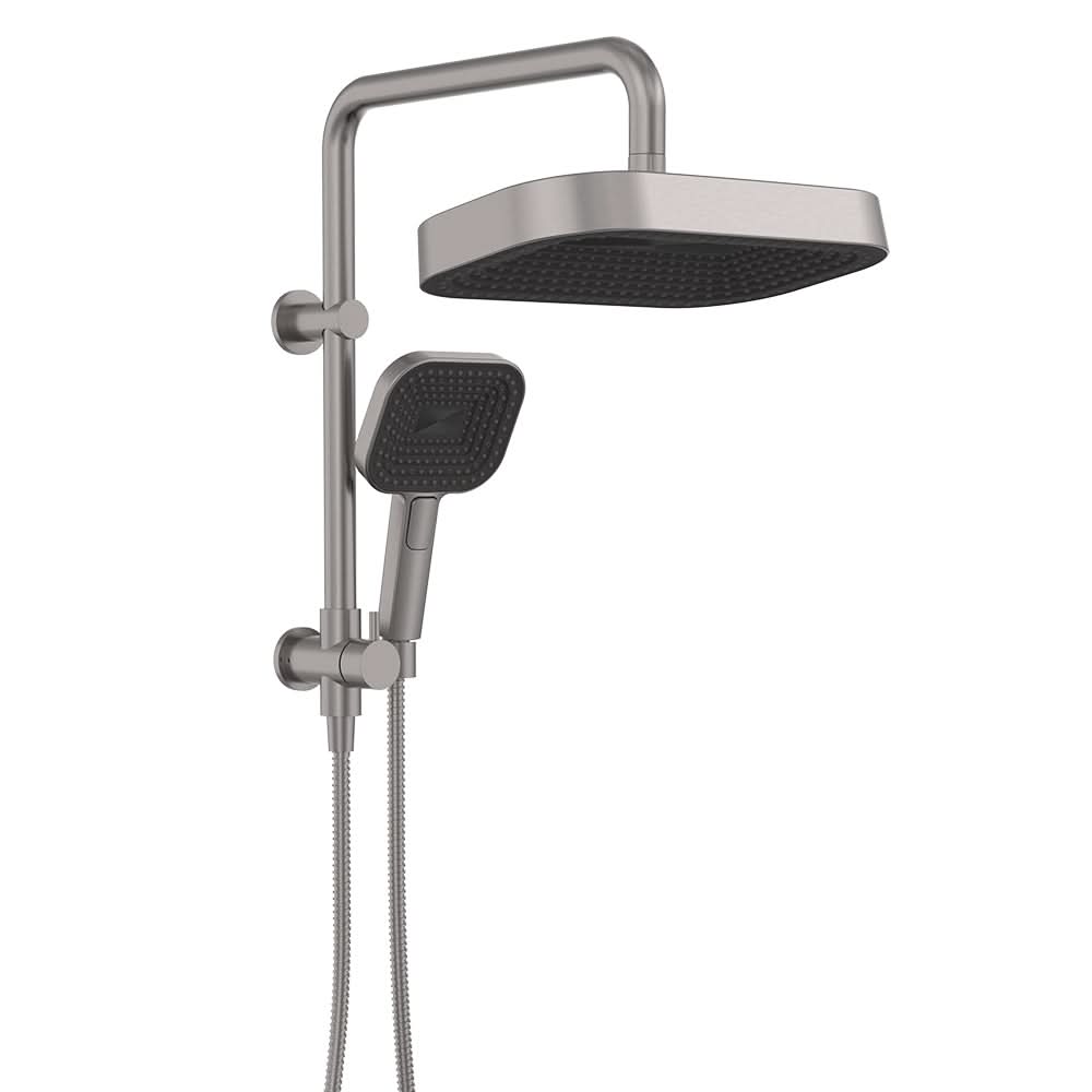 Kuro Twin Half-Rail Shower, Soft Square Head, Gun Metal