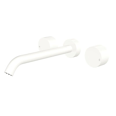 Fienza KAYA Round Taps Wall Basin /Bath 220mm Outlet Set Matte White LF