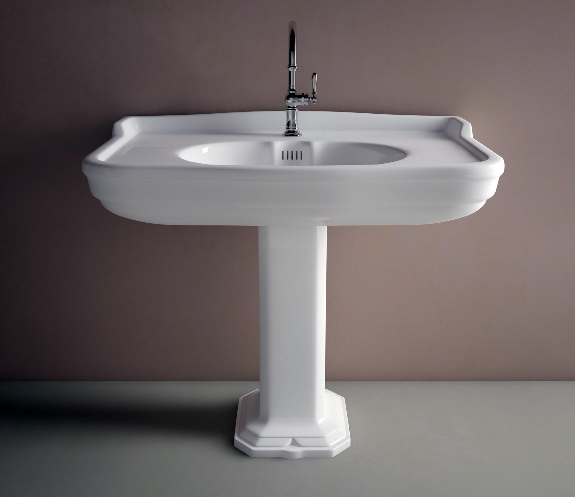 Studio Bagno Impero 100 Pedestal & Basin 1TH, Gloss White