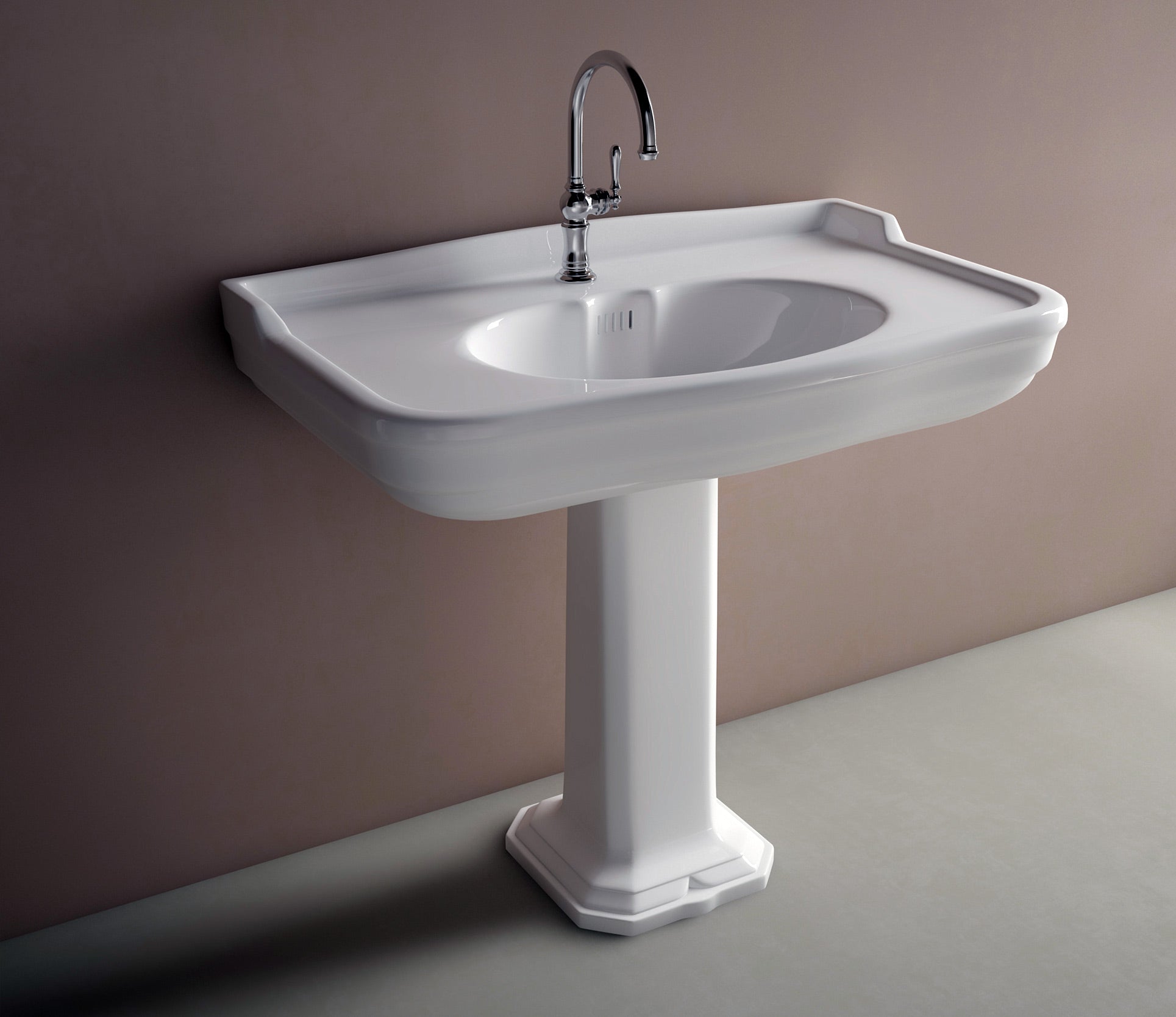 Studio Bagno Impero 100 Pedestal & Basin 3TH, Gloss White