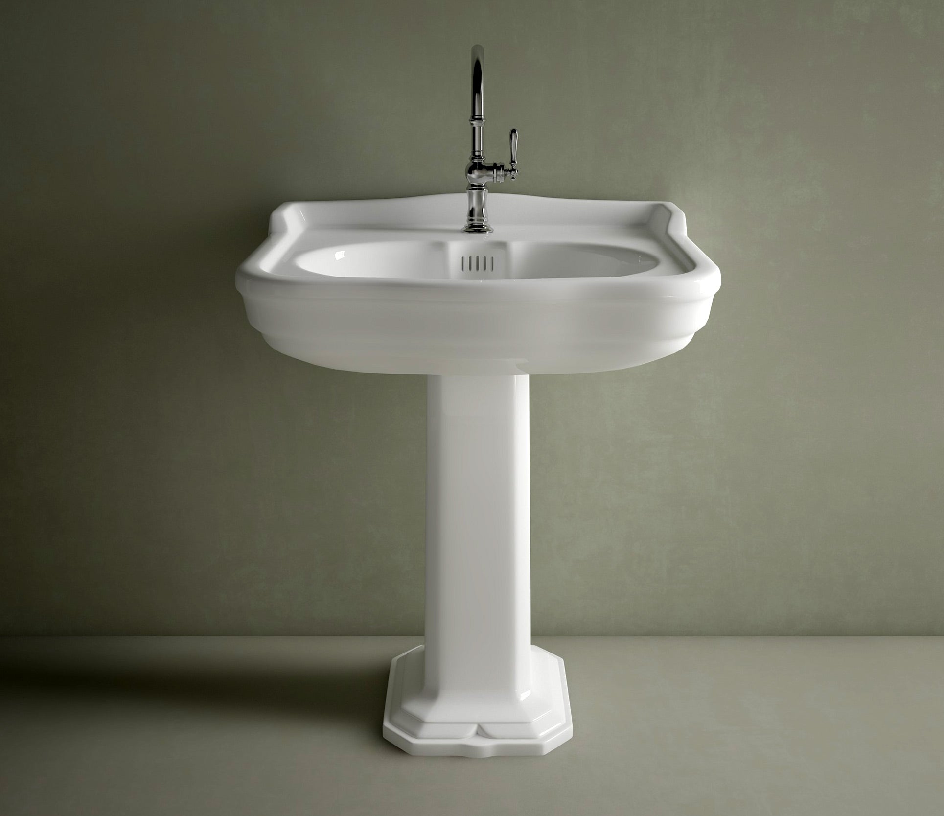 Studio Bagno Impero 70 Pedestal & Basin 1TH, Gloss White
