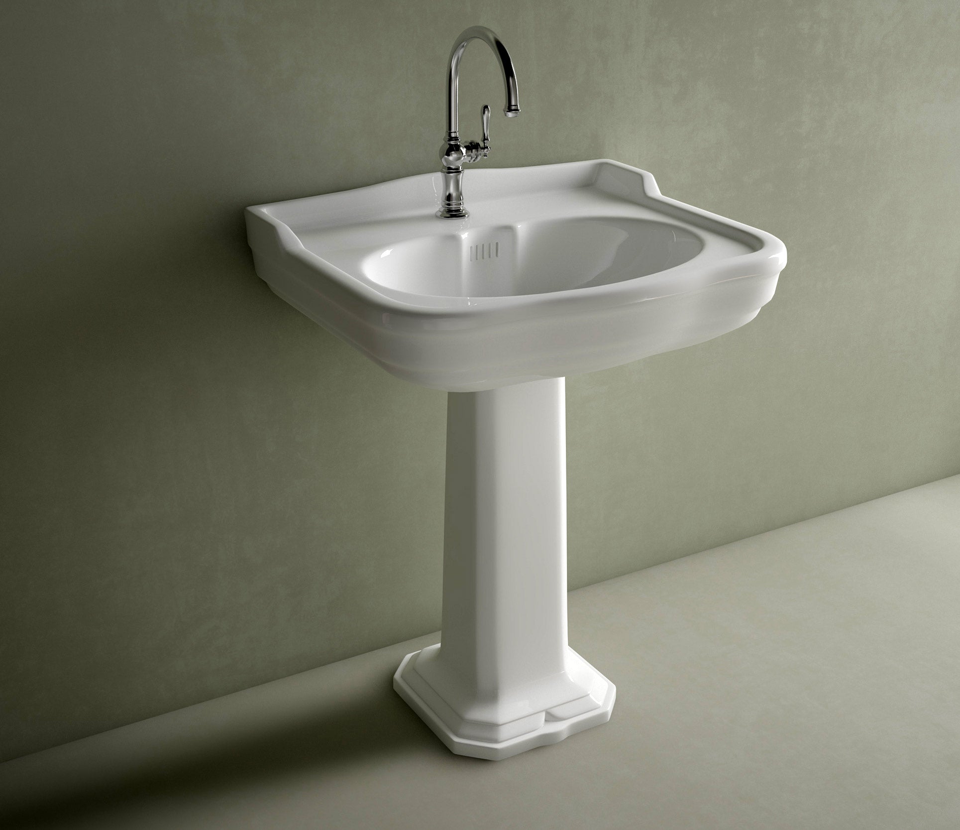 Studio Bagno Impero 70 Pedestal & Basin 1TH, Gloss White