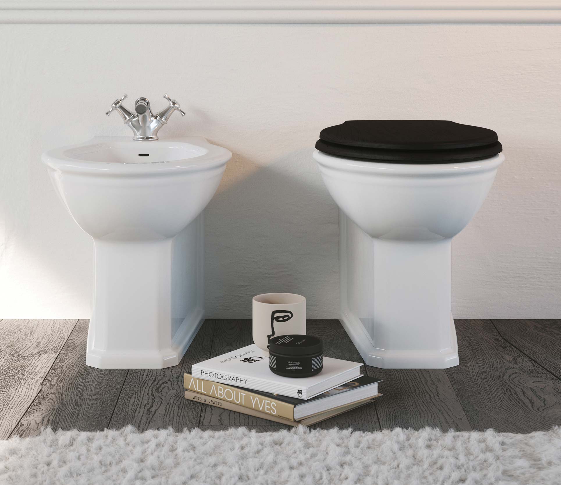 Studio Bagno Impero Rimless Wall Faced Pan, Gloss White