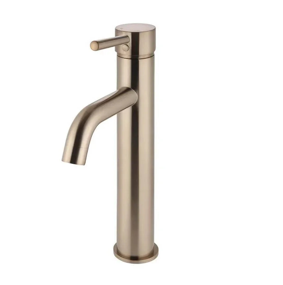 Meir Piccola Tall Basin Mixer Curved | Champagne