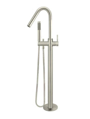 Meir Round Freestanding Bath Spout And Hand Shower | Brushed Nickel