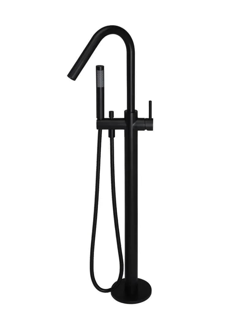 Meir Round Freestanding Bath Spout And Hand Shower | Brushed Nickel