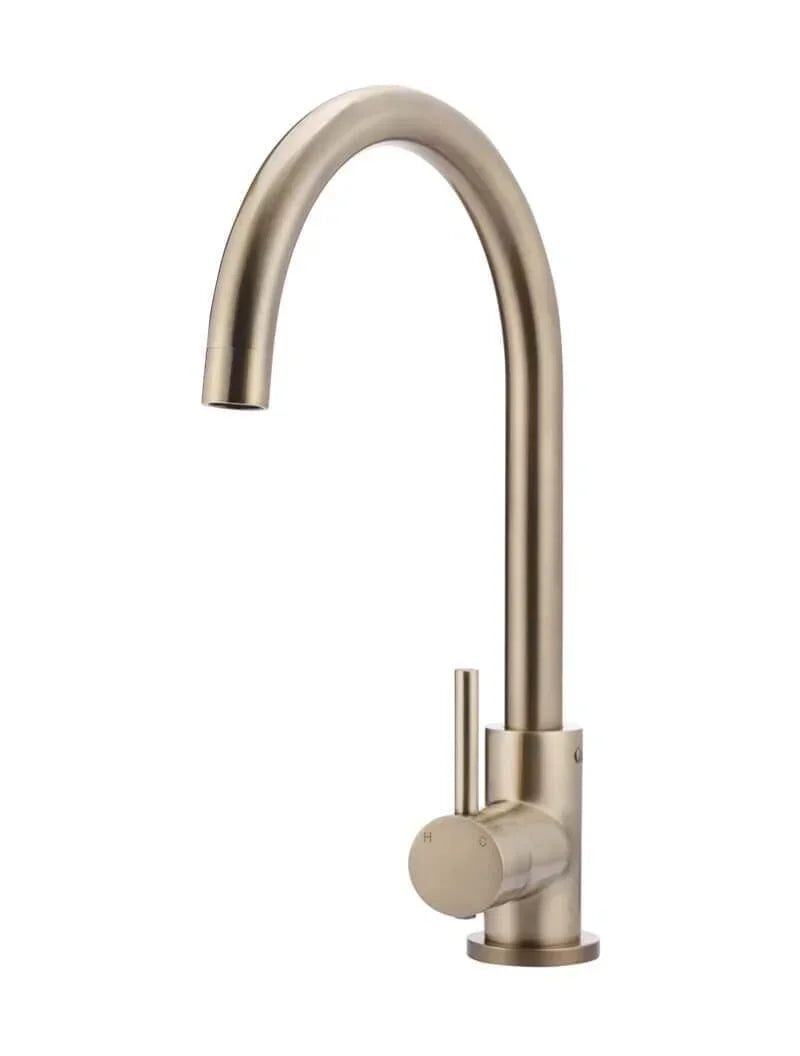 Meir Round Kitchen Mixer Tap | Champagne