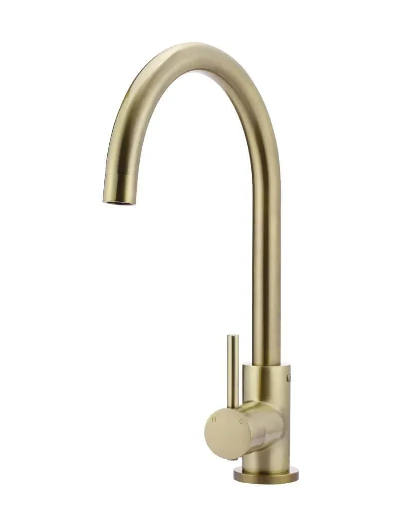 Meir Round Kitchen Mixer Tap | Champagne