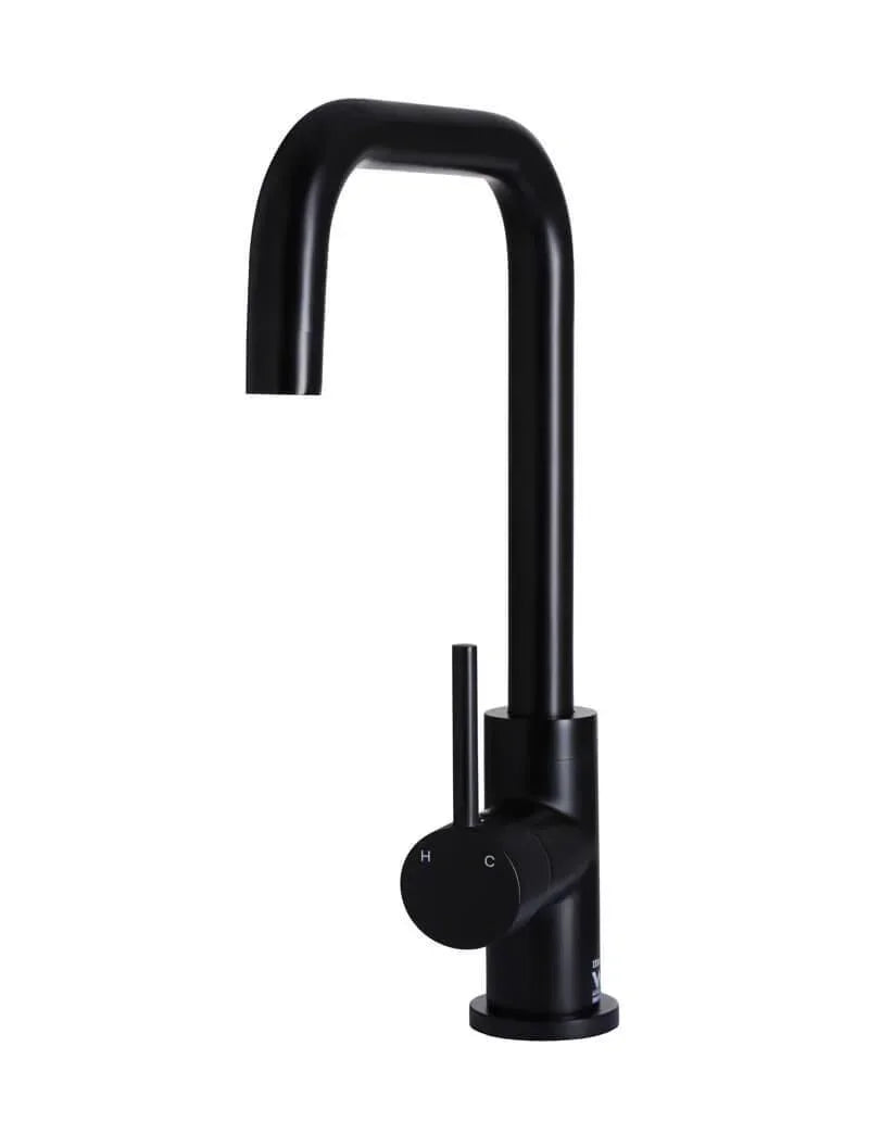 Meir Round Kitchen Mixer Tap Curved | Matte Black