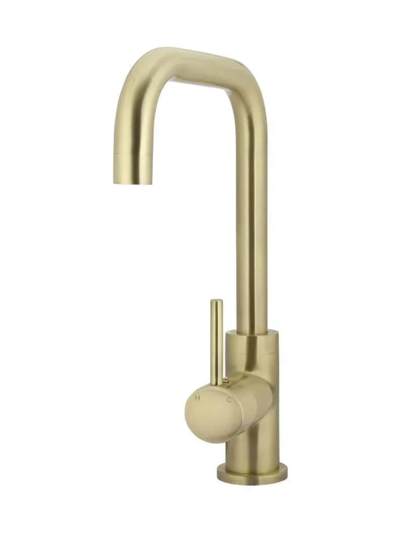 Meir Round Kitchen Mixer Tap Curved | Brushed Nickel