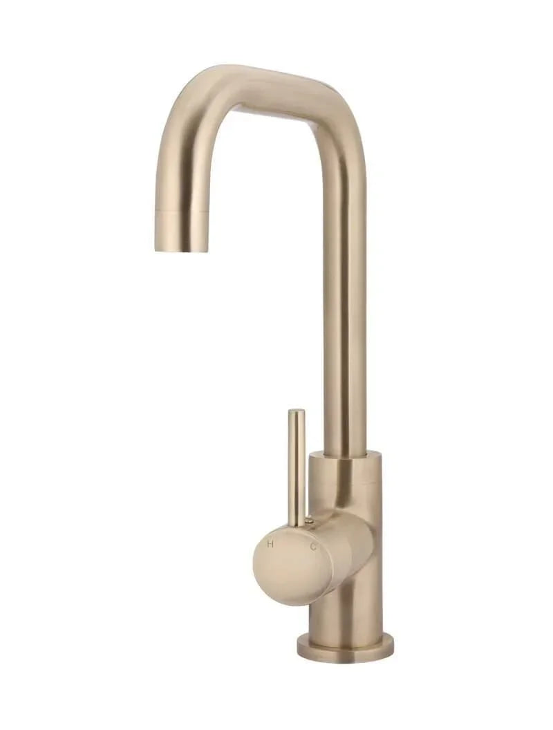 Meir Round Kitchen Mixer Tap Curved | Brushed Nickel
