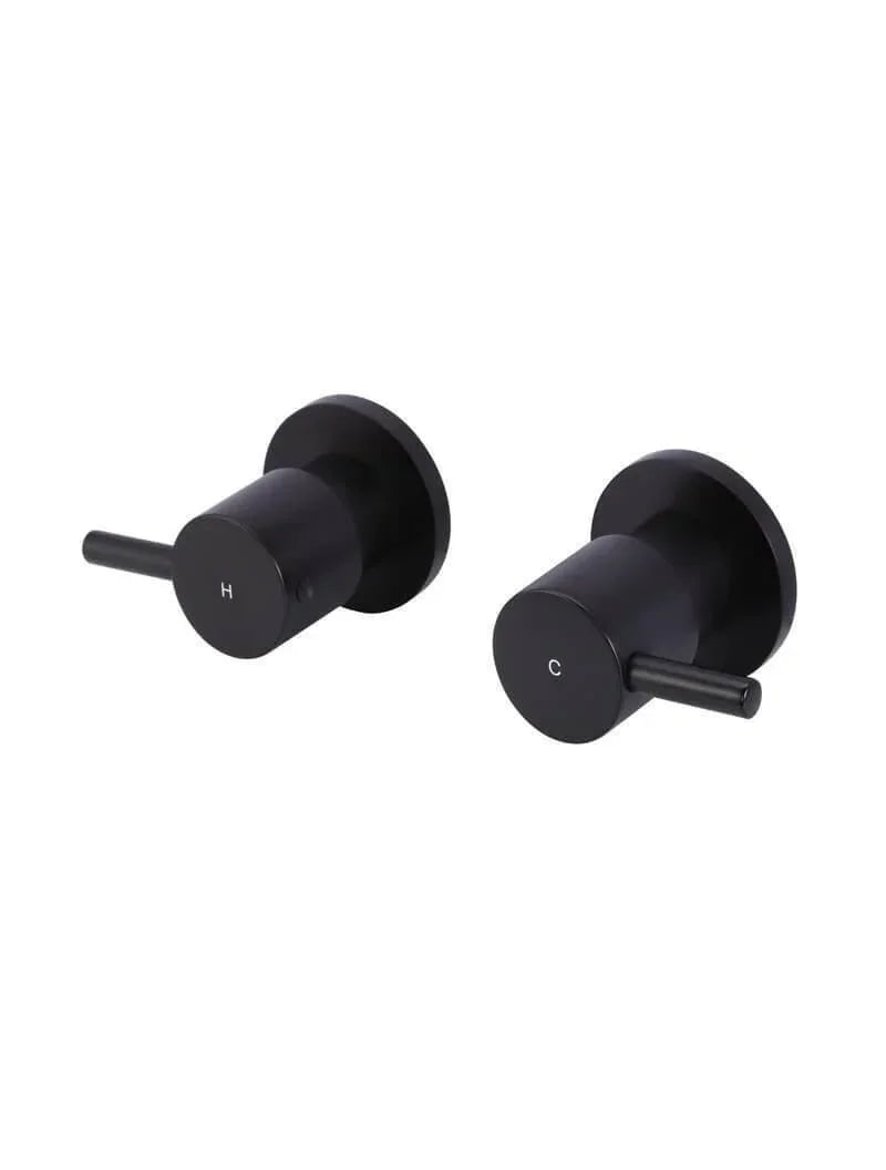 Meir Round Quarter-Turn Wall Taps | Matte Black