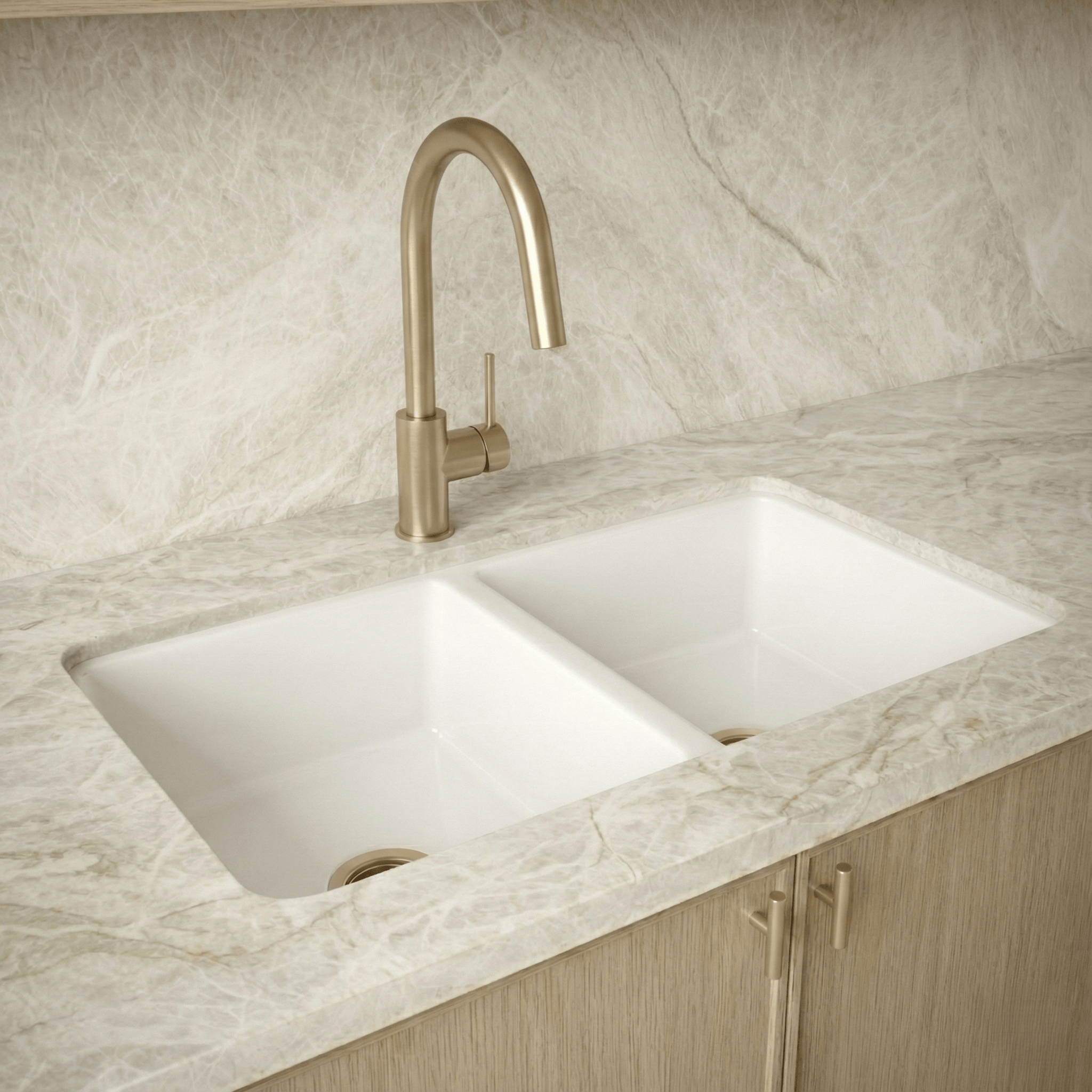 Milano Granite 800mm Double Bowl Sink, Matte  White