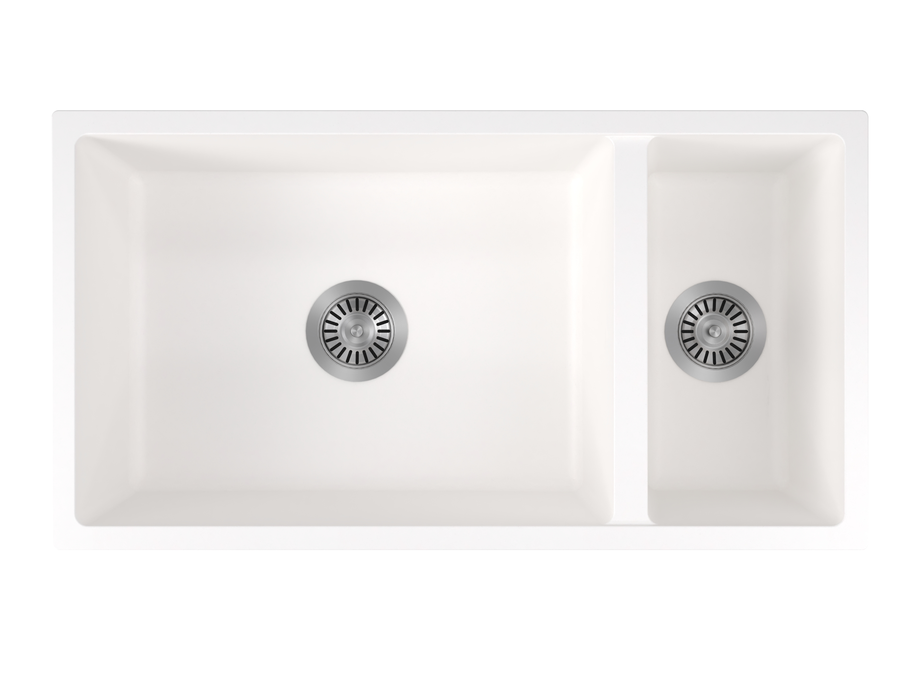 Milano Granite 835mm Double Bowl Sink, Matte White