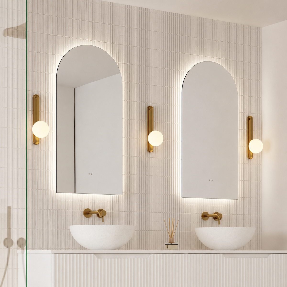 Milano Arch 450x900mm Frameless LED Mirror