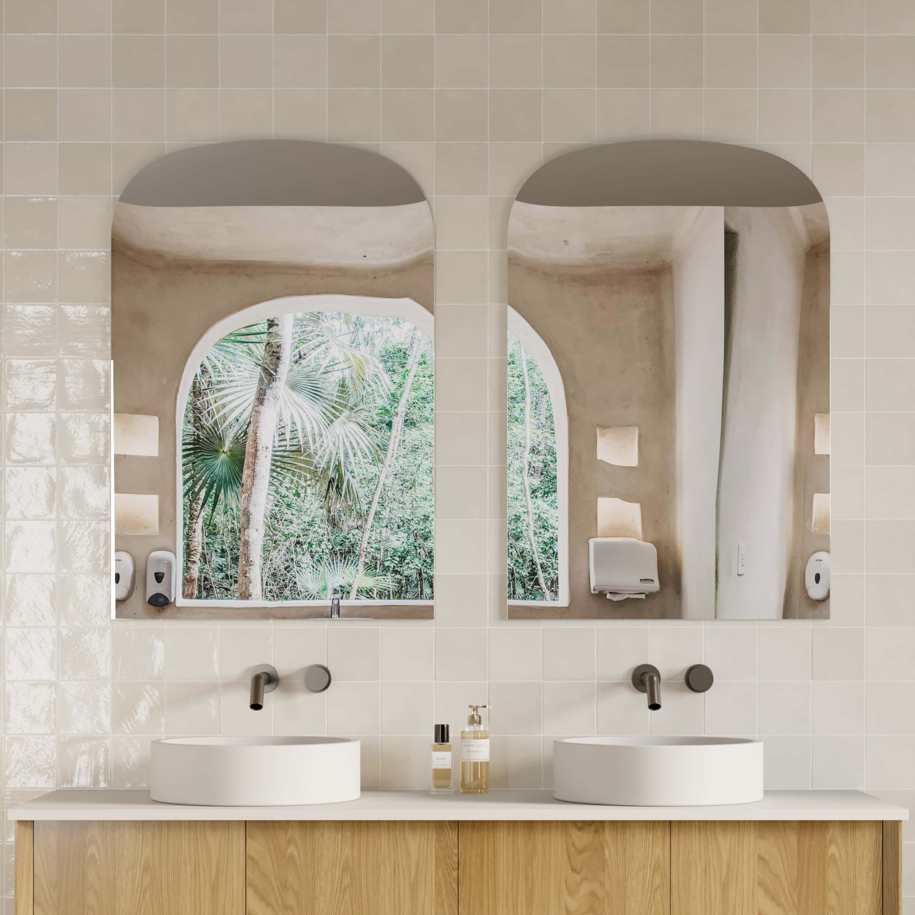 Milano Arch Rectangle 600x900mm Frameless Polished Edge Mirror