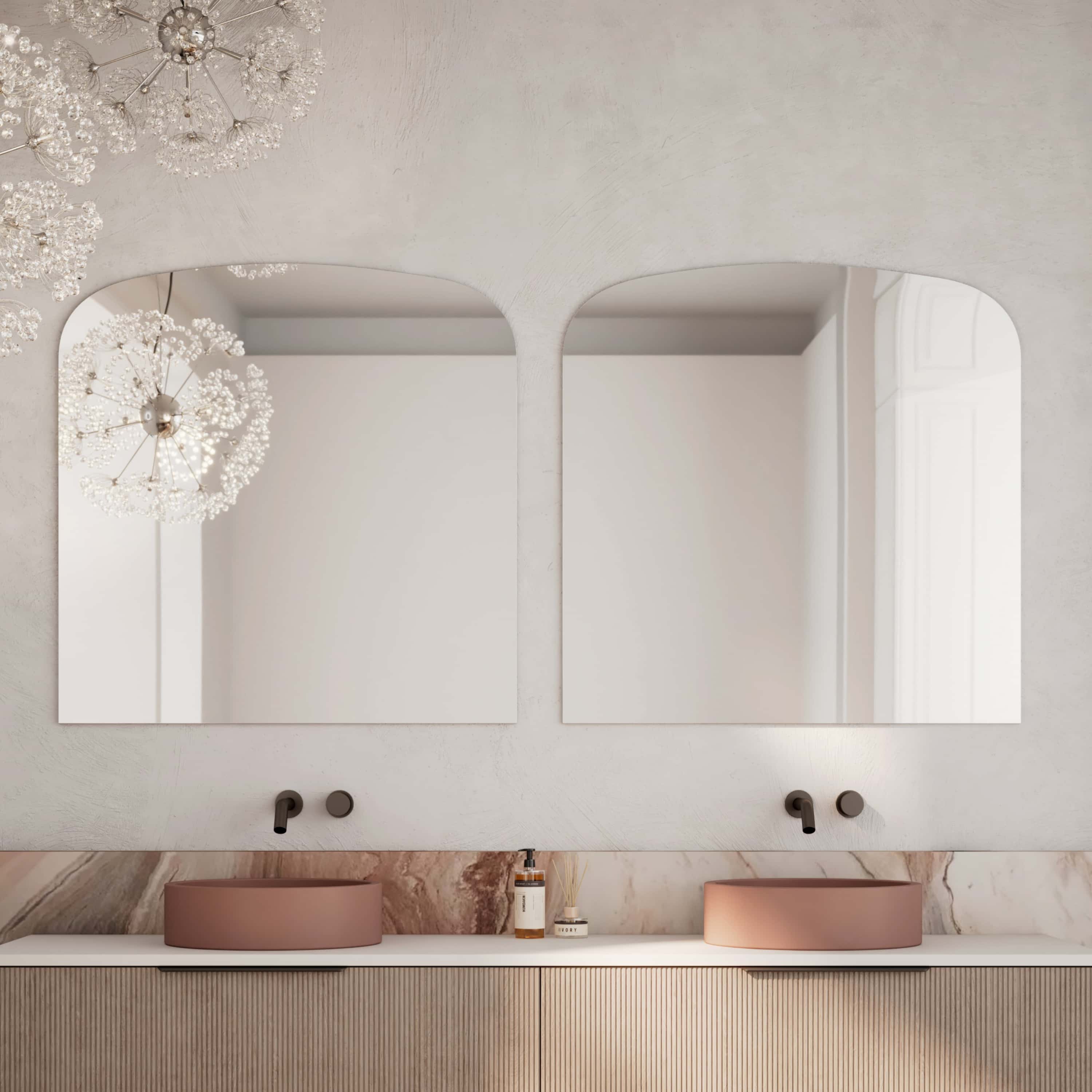 Milano Arch Rectangle 900x900mm Frameless Polished Edge Mirror