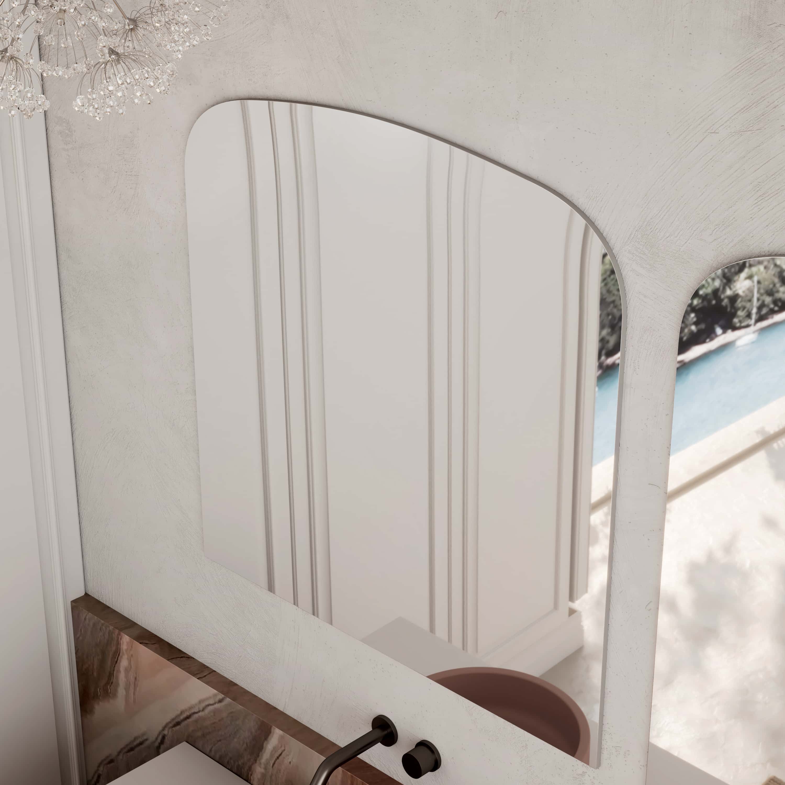 Milano Arch Rectangle 900x900mm Frameless Polished Edge Mirror