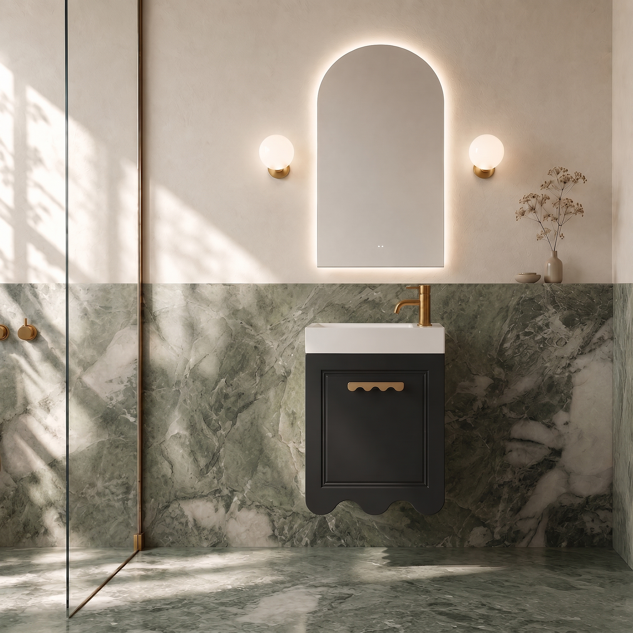 Milano Archit Wave 460mm Small Space Vanity-Matte Black