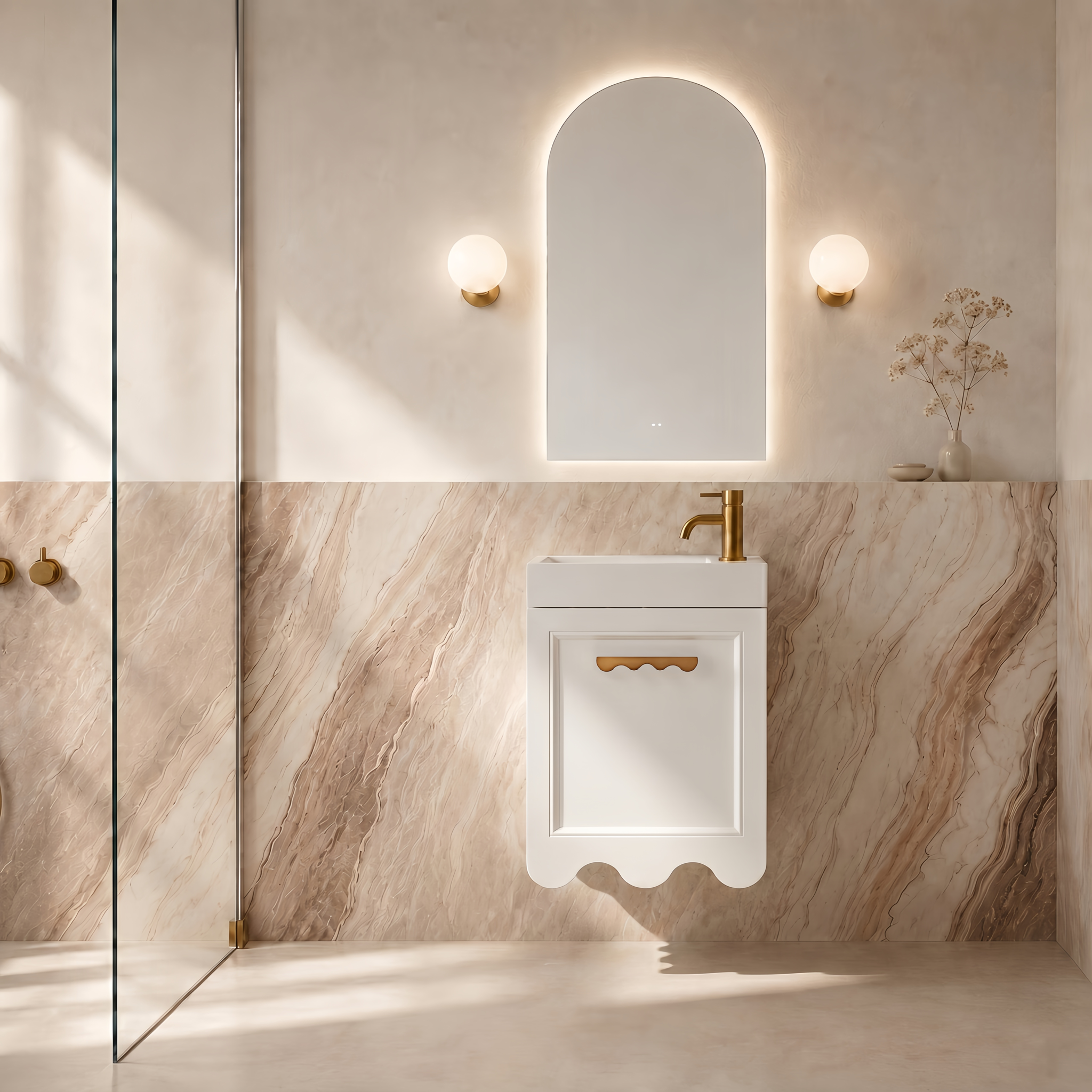 Milano Archit Wave 460mm Small Space Vanity-Matte White