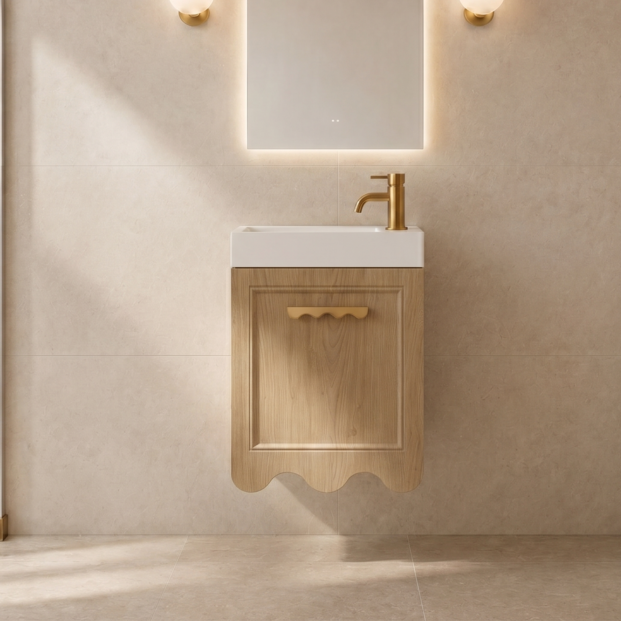 Milano Archit Wave 460mm Small Space Vanity-Natural Oak