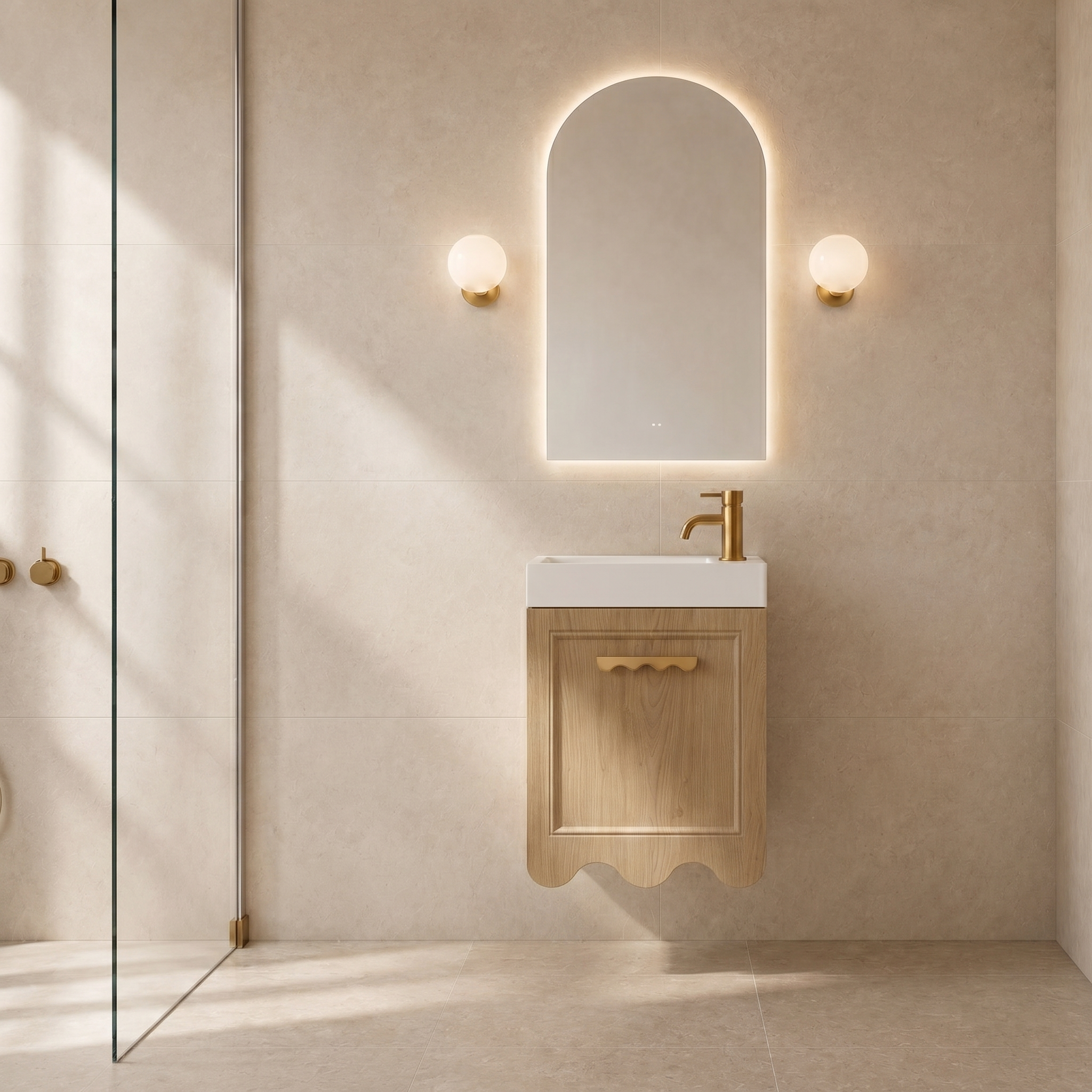 Milano Archit Wave 460mm Small Space Vanity-Natural Oak