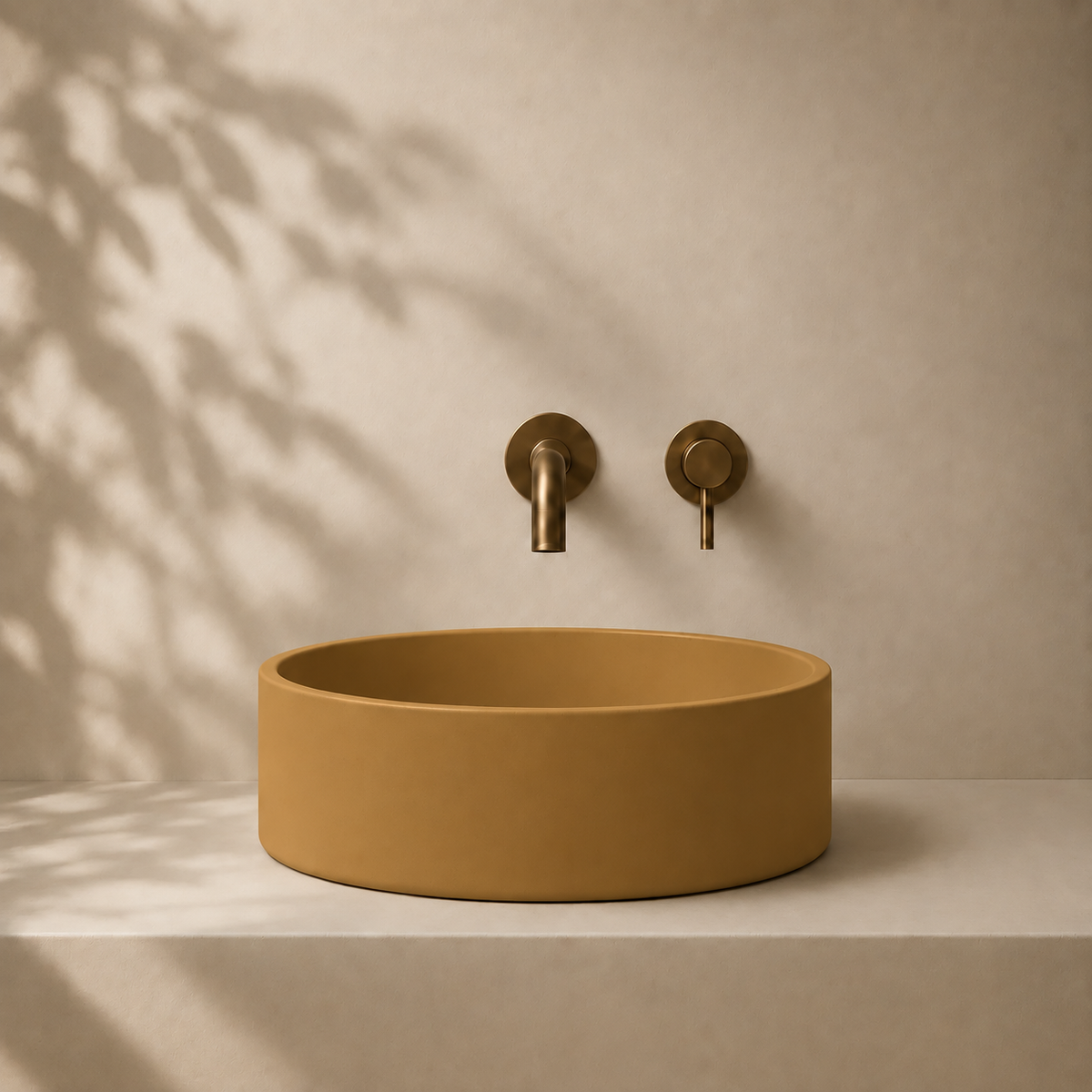 Milano Cerchio Concrete 380mm Above Counter Basin, Yellow Ochre