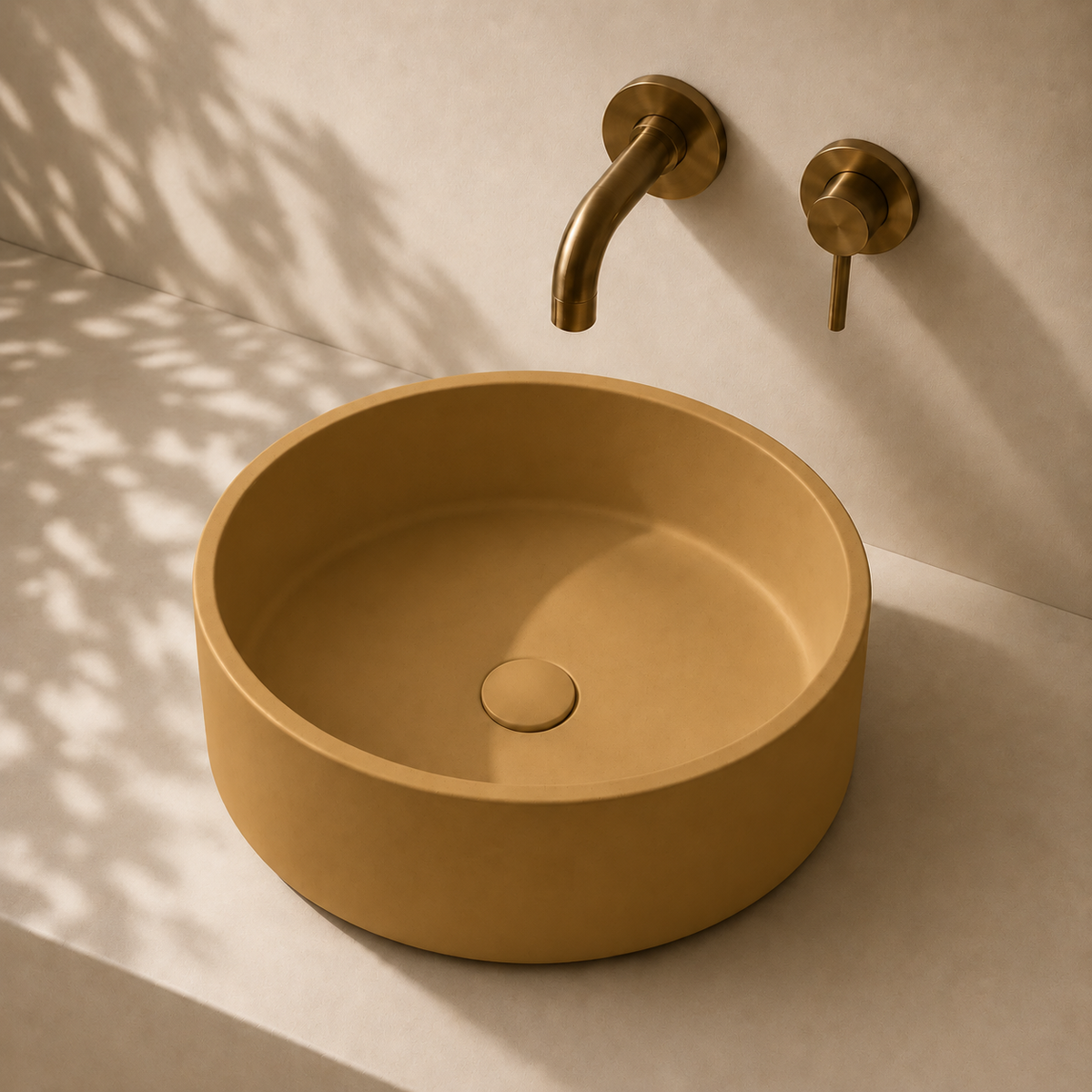 Milano Cerchio Concrete 380mm Above Counter Basin, Yellow Ochre