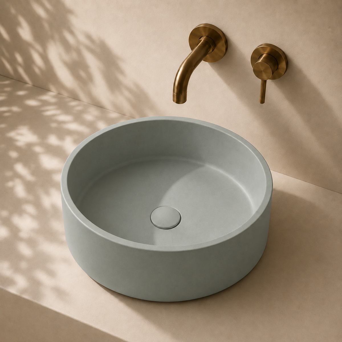 Milano Cerchio Concrete 380mm Above Counter Basin, Aqua Gray