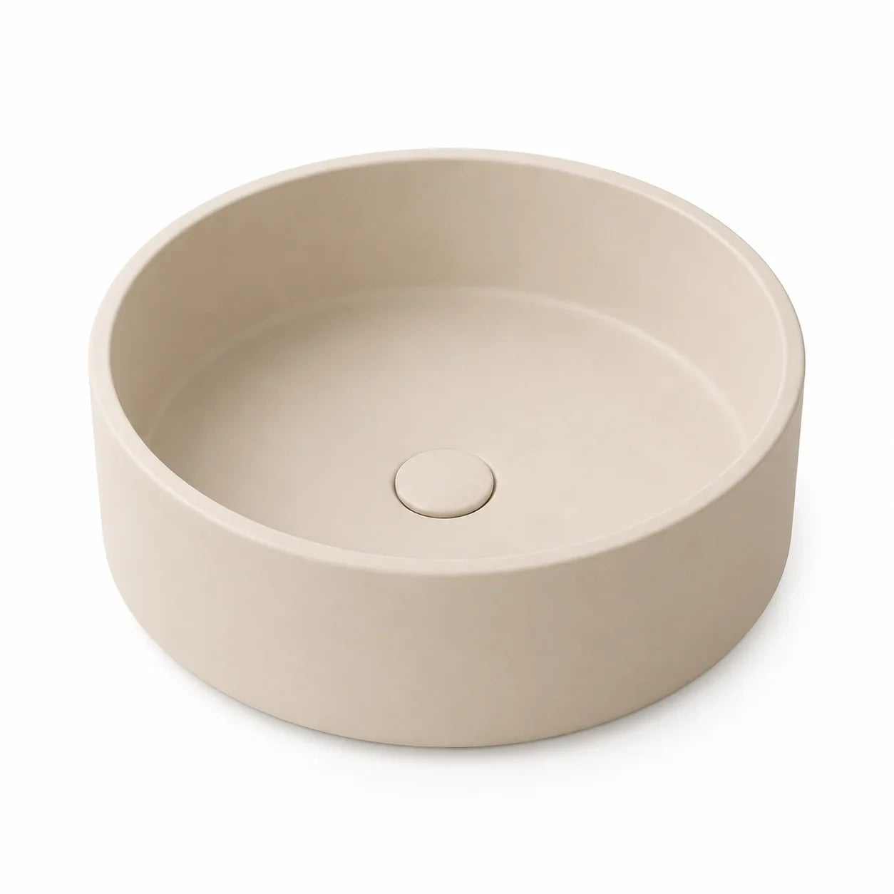 Milano Cerchio Concrete 380mm Above Counter Basin, Concrete Clay Biege