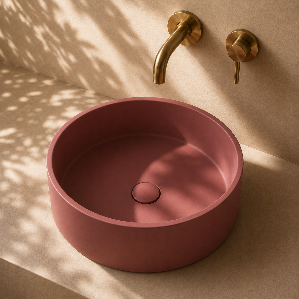 Milano Cerchio Concrete 380mm Above Counter Basin, Burnt Russet